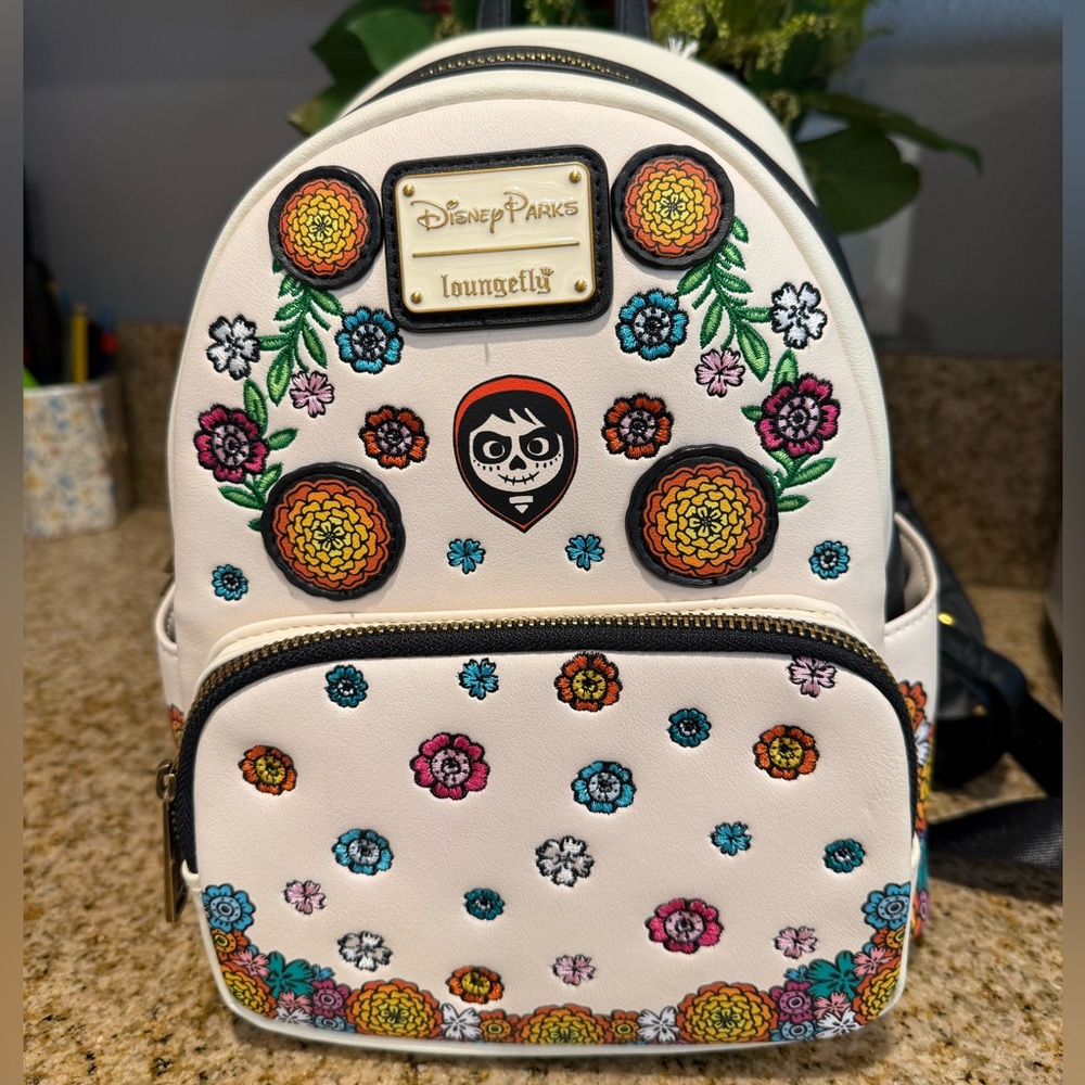 Disney Parks Pixar Coco Miguel Day Of The Dead Flowers Backpack Loungefly 2023